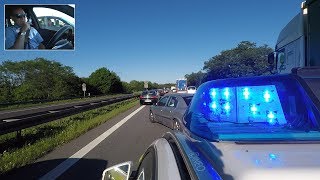 Einsatzfahrt der Autobahnpolizei  durch Rettungsgasse zum Unfall  Polizei kommentiert  POV GoPro [upl. by Ssecnirp]