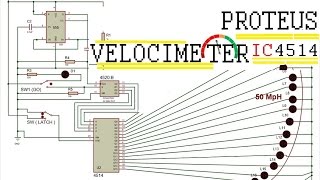 Proteus  IC 4067B  IC 4514B  Velocimeter Circuit [upl. by Itak353]