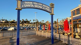 Sun set Santa Monica LaX Beach evening view parc attractions [upl. by Fairman]