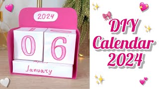 DIY Calendar 2024  How To Make Cute Desk Calendar For New Year  DIY  Paper Table Calendar [upl. by Acinomahs]