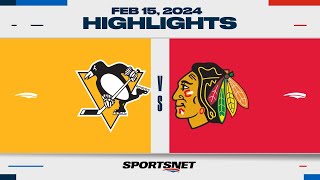 NHL Highlights  Penguins vs Blackhawks  February 15 2024 [upl. by Mitzi795]