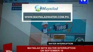 Maynilad sets water interruption on September 16 [upl. by Ynoffit560]