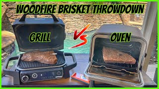 NINJA WOODFIRE THROWDOWN GRILL VS OVEN SMOKED BRISKET [upl. by Rednasela]