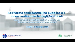 Tavolo tecnico La riforma della contabilità pubblica e il nuovo ordinamento degli Enti Locali [upl. by Eelyrag]