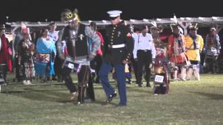 US Marine War Dancing at Iowa Tribe of Oklahoma Powwow 2014 [upl. by Eatnom526]