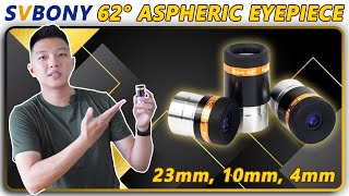 SVBONY ASPHERIC 62° Eyepiece Lens 23mm 10mm amp 4mm  Unboxing amp Review [upl. by Dlorah453]