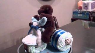 Teddy Bear Bike Baseball Diaper Cakes 008MP4 [upl. by Lavinia]