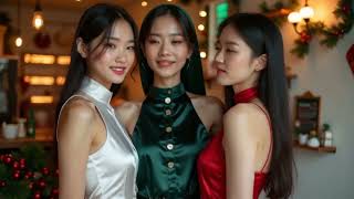 Three close women in Bangkok glossy satin neckholder top [upl. by Roehm]