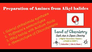 Preparation of Amines from Alkyl Halides  Gabriel Phthalimide  Hoffmanns Ammonolysis Reaction [upl. by Ahtoelc]