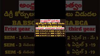 Andhrapradesh degree exam dates  degree semester dates ap [upl. by Wordoow595]