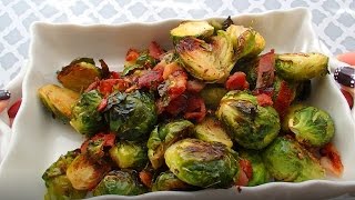 Roasted Brussel Sprouts with Bacon  Ohemgee Foodie [upl. by Gnut]