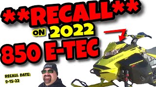 RECALL 2022 SKIDOO 850 ETEC amp 850 ETEC TURBO RECALL [upl. by Cullan]