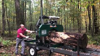 Cutting posts on the portable saw mill for Deer fence [upl. by Ahsitam]