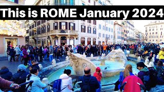 Rome Italy Heres the Situation in Rome January 2024 Trevi fountain Rome walk tour 2024 [upl. by Lindly]