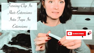 Turning My Clip in Hair Extensions Into Tape in Extensions [upl. by Joete]