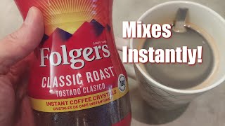 Folgers Classic Roast Instant Coffee Crystals 12 oz Review amp Mixing a Cup on Video [upl. by Ocire]