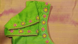 Easy and simple hand embroidery design on stitched blouse [upl. by Roslyn]