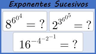 EXPONENTES SUCESIVOS  3 EJERCICIOS RESUELTOS  EXPONENTES Y RADICALES 4 [upl. by Aelegna]