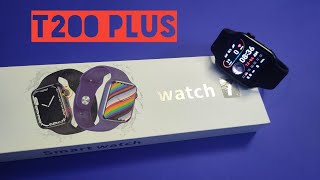 مراجعة الساعة t200 plus smart watch ارخص ساعة سيريس 7تحت ال600جنية وشاشة كاملة واتنين زرار [upl. by Arrad]