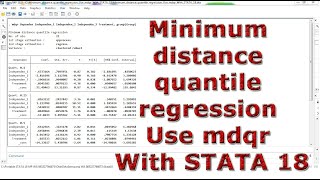 Minimum distance quantile regression Use mdqr With STATA 18 [upl. by Flanagan]