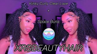 Space Bun Kinky Curly Clear Lace Wig ft XRSBEAUTYHAIR [upl. by Aroved]