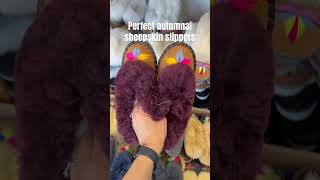 Perfect autumnal sheepskin slippers sheepskinslippers [upl. by Neibaf]