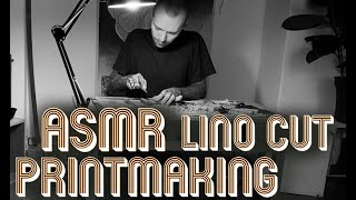 Unintentional ASMR  Lino cut Printmaking process by Emils Salmins [upl. by Nnylrats74]