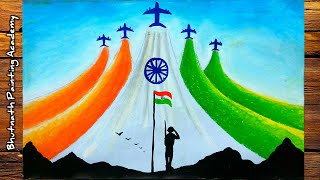 how to draw Republic day drawing easyindependence day painting [upl. by Romito265]