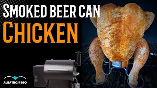 How to smoke an easy beer can chicken on the Traeger pellet grill [upl. by Krawczyk]