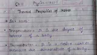 Thermal properties of matter class 11 best notes of physics [upl. by Yotal681]