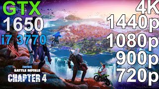 Fortnite GTX 1650  i7 3770  4K 1440p 1080p 900p 720p [upl. by Gowrie]