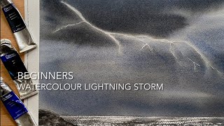 BEGINNERS THUNDER STORM SKY Beautiful Watercolor Landscape Painting Tutorial Watercolour techniques [upl. by Ettennyl]