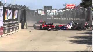 Dario Franchitti Horrific Crash 2013 Indy Car Houston [upl. by Ggerg]