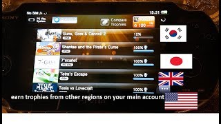 Playstation Vita multiple account trick earn trophies from other regions on your main acc [upl. by Halyahs]