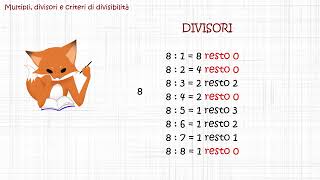 MULTIPLI DIVISORI E CRITERI DI DIVISIBILITA  Lez 8  Prima Media [upl. by Atalanti526]