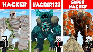 Minecraft HACKER vs HACKER vs HACKER GOLEM HOUSE BUILD CHALLENGE in Minecraft  Animation [upl. by Peddada259]