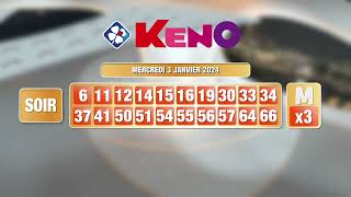 Tirage du soir Keno® du 03 janvier 2024  Résultat officiel  FDJ [upl. by Heinrich]