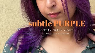 I colored my hair dark purple  Streax Crazy Violet [upl. by Avie]