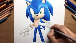 Drawing Sonic The Hedgehog  Timelapse  Artology [upl. by Semyaj660]