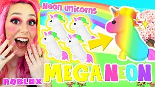 I Turned My LEGENDARY NEON UNICORN Into A NEW MEGA NEON UNICORN Roblox Adopt Me Mega Neon Pets [upl. by Schaper]