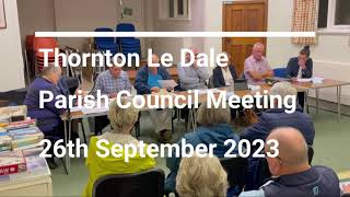 Thornton Le Dale Parish Council Meeting 26th Sept 2023 [upl. by Laira17]