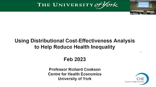 Using distributional cost effectiveness analysis to reduce health inequality [upl. by Parthenia872]