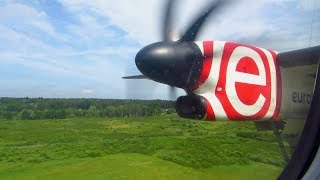 EUROLOT Dash 8 Q400  ONBOARD Wing View Landing at Szczecin Airport SZZ Poland Full HD [upl. by Ecirpak620]