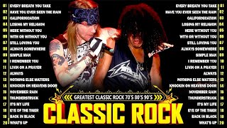 Best Classic Rock Songs 70s 80s 90s 🔥 Guns N Roses Aerosmith Bon Jovi Metallica Queen ACDC U2 [upl. by Ahsienot]