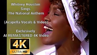 Whitney Houston sings ACAPELLA  The Star Spangled Banner National Anthem in 4K at 60fps [upl. by Opiak]