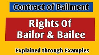 Rights of Bailor and Bailee Contract of Bailment Right of Lien [upl. by Naarah]