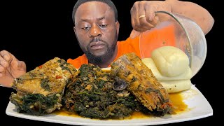 EXTREMELY SPICY EFO RIRO amp EBA MUKBANG Turkey wings  Nigerian food Soft Eating Sounds [upl. by Annayhs]