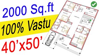 40x50  West Facing House Plans  225 Gaj  2000 Sqft  4050 House Plan  40 by 50 Ka Naksha [upl. by Bowyer]