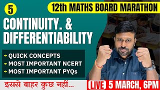 Continuity amp Differentiability 🔥 Final One Shot  Class 12th Maths Board Marathon  Cbseclass Videos [upl. by Niamrahc]