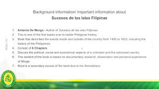 Sucesos De Las Islas Filipinas Background Information Antonio De Morga amp Rizals Secondary Source [upl. by Ahsieyk]